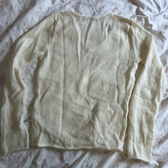 Brandy Melville Cream White Wool Blend Long Sleeve Sweater Top - Picture 5 of 5